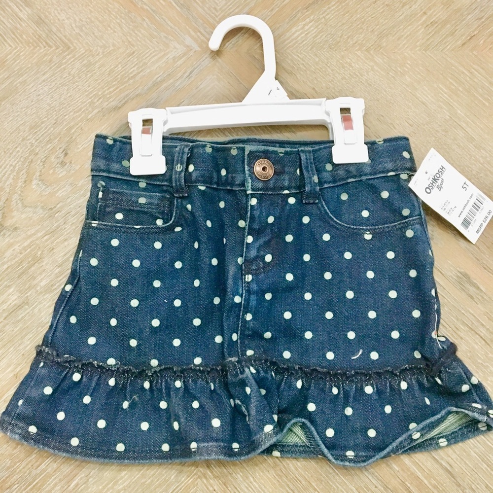 Osh Kosh B’Gosh Polka Dot Toddler Jean Skirt 5T